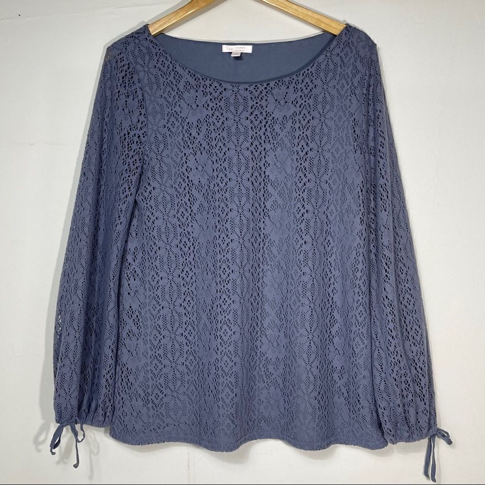 LC Lauren Conrad Blue Long Sleeve Blouse - Picture 2 of 12
